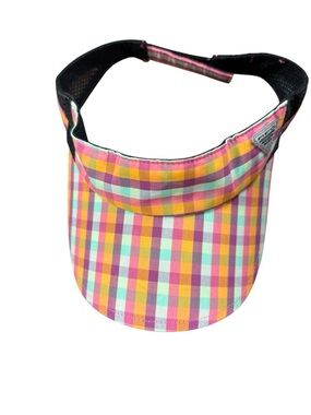 Columbia Pink Yellow Teal Plaid Visor